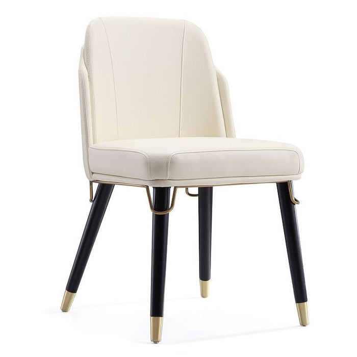 Chaise de salle à manger Estelle de Manhattan Comfort en similicuir - crème et noire