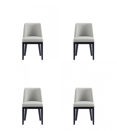 Gansevoort Modern Wood Vegan Leather Dining Chair in Stone Gray - Set of 4 | Chaise de salle a manger moderne Gansevoort en bois et cuir vegetalien gris pierre - Lot de 4