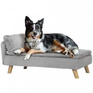 Pawhut Canape Pour Chien, Canape Pour Chiens Et Chats De Taille Moyenne, Avec Coussin, Housse Amovible Et Lavable, Coussinets Antiderapants, Charge De 110 Lb, Gris Clair