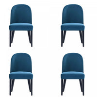 Chaise de salle a manger moderne en bois Hillman avec revetement bleu - Lot de 4