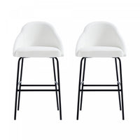  Tabouret de bar moderne en metal et tissu Gracie, blanc et noir - Lot de 2