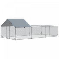 Pawhut Poulailler En Metal, 19.7' X 9.8' Avec Couverture Impermeable Et Anti-uv, Porte Pour 12-14 Po