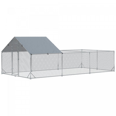 Pawhut Large Metal Chicken Coop, Hen Run House With Anti-ultraviolet Cover, Walk-in Poultry Cage For|Pawhut Poulailler En Metal, 19.7' X 9.8' Avec Couverture Impermeable Et Anti-uv, Porte Pour 12-14 Po