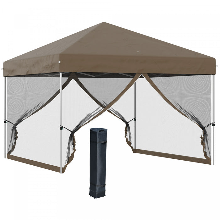 Outsunny 10' X 10' Tente D'exterieur Pop-up Avec Parois En Maille