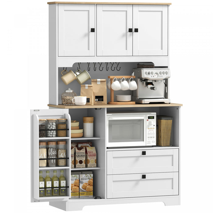 HOMCOM Meuble de rangement de cuisine de 64 po, buffet de cuisine, blanc