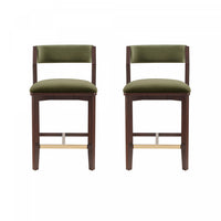  Tabouret de comptoir moderne en bois Patricia avec assise rembourree, vert tortue - Lot de 2