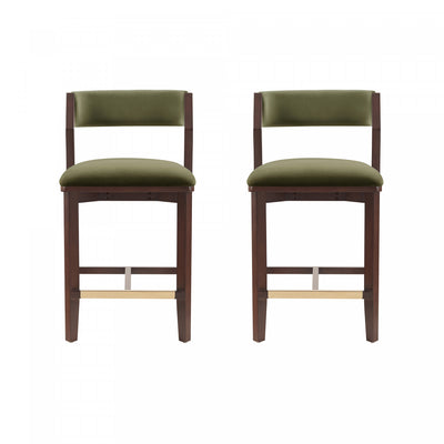 Patricia Modern Wood Upholstered Counter Stool in Turtle Green - Set of 2 | Tabouret de comptoir moderne en bois Patricia avec assise rembourree, vert tortue - Lot de 2