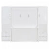 Lit Escamotable Joyce Format Queen Avec Tiroirs Et Etageres, Blanc