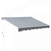 Outsunny 8'x7' Manuel Retractable Resistant A L'eau Pare-soleil Patio Auvent Exterieur Terrasse Auve