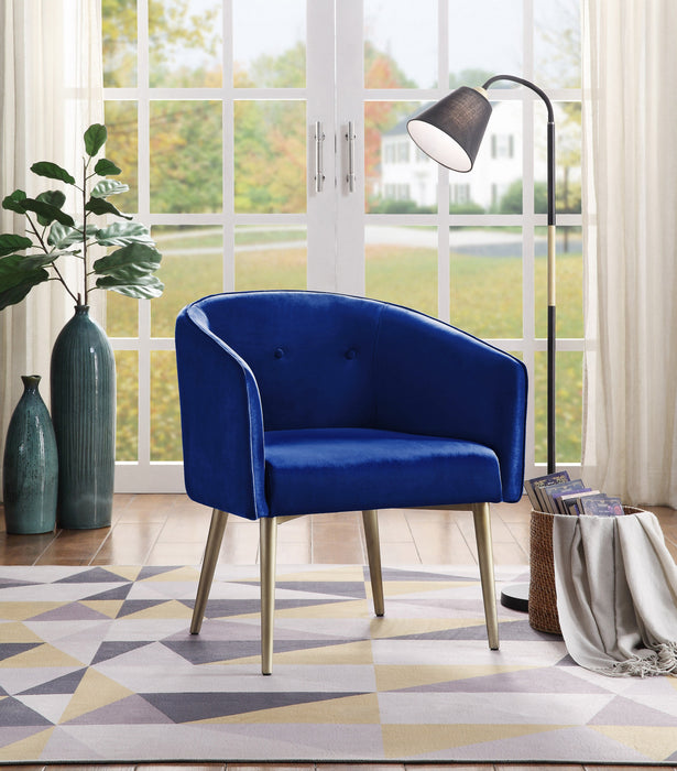 Chaise D'appoint Velma En Velours Bleu