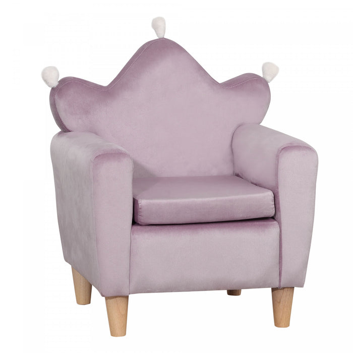 Qaba Fauteuil Enfant Design Scandinave Compartiment De Rangement Grand Confort Accoudoirs Assise Dossier Garnissage Mousse Haute Densite Dim. 19.75\"l X 16.5\"l X 22.75\"h Violet