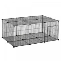 Pawhut Parc Pour Petits Animaux Cage Pour Petits Animaux 22 Panneaux Cloture De Jardin Portable En F