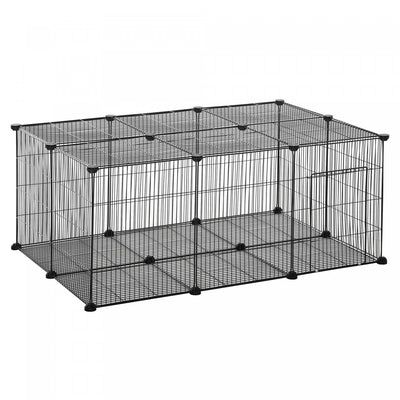 Pawhut Pet Playpen Small Animal Cage 22 Panels, Portable Metal Wire Fence With Door For Bunny Guinea|Pawhut Parc Pour Petits Animaux Cage Pour Petits Animaux 22 Panneaux Cloture De Jardin Portable En F