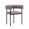 Chaise de salle a manger contemporaine Onda en cuir vegetalien et metal, coloris taupe