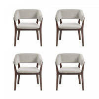  Fauteuil Blake moderne en faux mohair avec accoudoirs en bois, coloris grege - Lot de 4