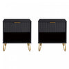 Table de nuit moderne Dumbo 20\" a cannelures en noir (1 tiroir) - Lot de 2