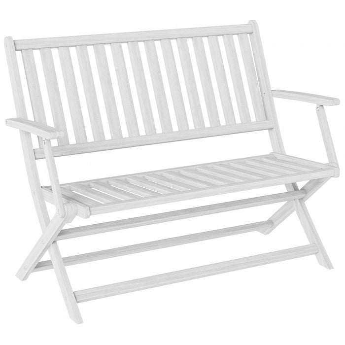Outsunny Banc D'exterieur, Causeuse Pliable En Bois D'acacia De 46,5\" Blanc