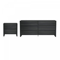 Linda Moderne Commode 2 Pieces et Table de Nuit en Gris Charbon