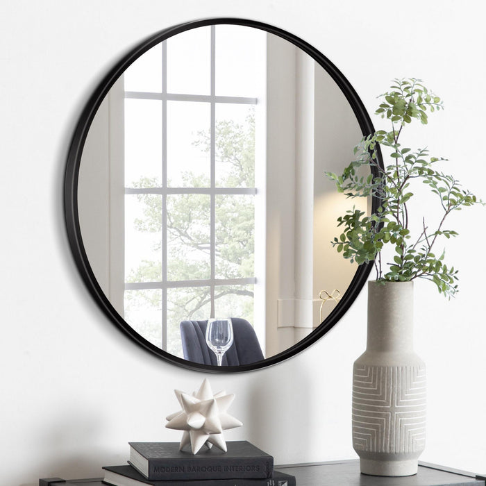 Miroir rond Arcus 36 po x 36 po fabriqué à la main - noir