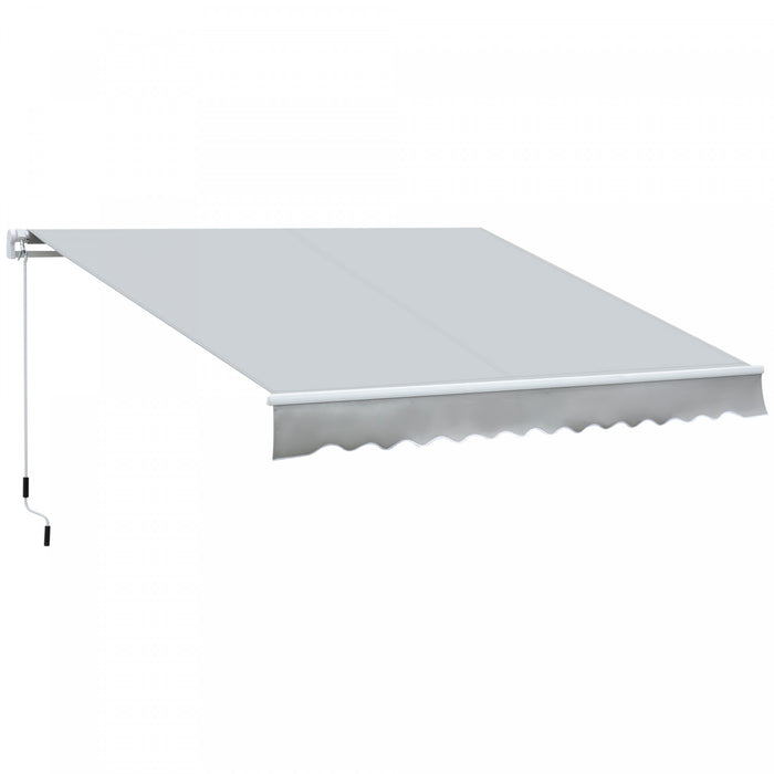 Outsunny 11.8x8.2pi Auvent De Terrasse Retractable Manuel Resistant A L'eau Pare-soleil Exterieur Pont Fenetre Porte Auvent Abri Gris