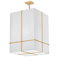Luminaire suspendu Raquel de Dainolite avec abat-jour blanc, fini doré et 4 ampoules incandescentes