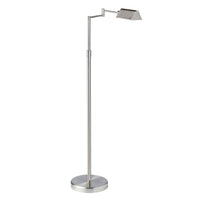 Lampe à pied de Dainolite à bras articulé, avec fini nickel satiné et ampoule à DEL de 9 W