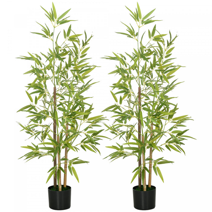HOMCOM Arbre artificiel en bambou, 2 pieces, 4 pieds, pour decoration