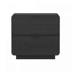 Table de nuit contemporaine moderne Chrystie 66 cm en noir (2 tiroirs)