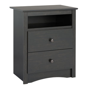 Table de nuit Jade à 2 tiroirs - noir délavé