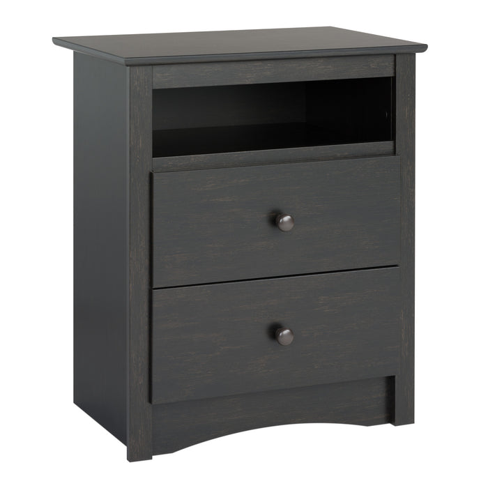 Table de nuit Jade à 2 tiroirs - noir délavé