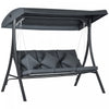 Outsunny Balancelle de patio pour 3 pers, banc d'exterieur, gris fonce