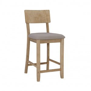 Tabouret Jorissen de hauteur comptoir en tissu d’apparence lin - gris