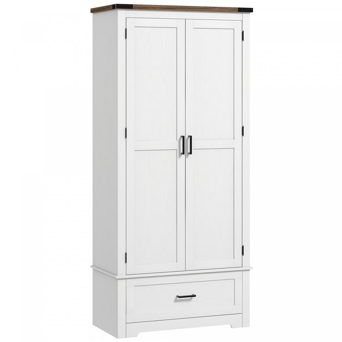 HOMCOM Armoire de rangement de cuisine avec etageres reglables, blanc
