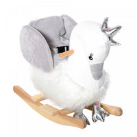 Qaba Cheval A Bascule Cygne En Bois Pour Bebe, Chaise A Bascule En Peluche Avec Sons, Base En Bois P