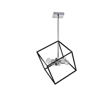 Dainolite Kappa 4 Light Pendant Polished Chrome/Matte Black Finish Lamp|Luminaire suspendu Kappa de Dainolite avec fini chromé poli et noir mat, et 4 ampoules