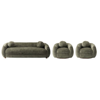  Ensemble de canape 3 pieces Tribeca style mid-century modern en vert olive