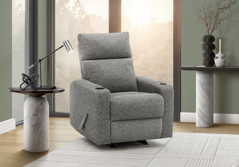 Petit Fauteuil Inclinable Rembourre, Fauteuil Bercant Manuel, Tissu Gris Fonce