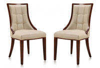 Ensemble 2 chaises de salle à manger Fifth Avenue de Manhattan Comfort en similicuir - crème et noyer
