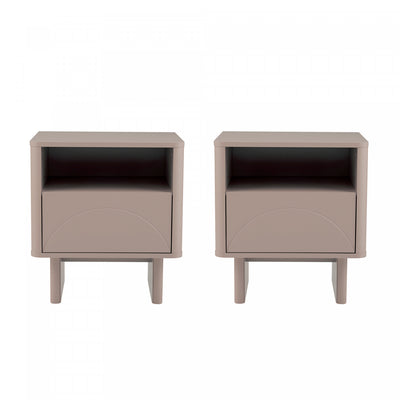 Ella Modern 20" Nightstand in Mocha (1-Drawer) - Set of 2 | Table de nuit moderne Ella 20" en moka (1 tiroir) - Lot de 2