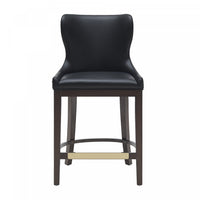 Tabouret de comptoir Blair moderne en bois avec revetement en tissu, noir