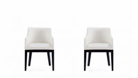 Fauteuil en bois moderne Gansevoort en cuir vegetalien ivoire - Lot de 2