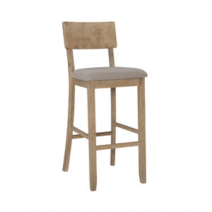 Tabouret bar Jorissen en tissu d'apparence lin - gris
