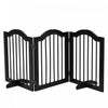 Pawhut Barriere Autoportante Pour Chiens Barriere En Bois Pour L'interieur, 3 Panneaux Avec 2 Pieds De Soutien, Pour Portes Et Escaliers, Noire