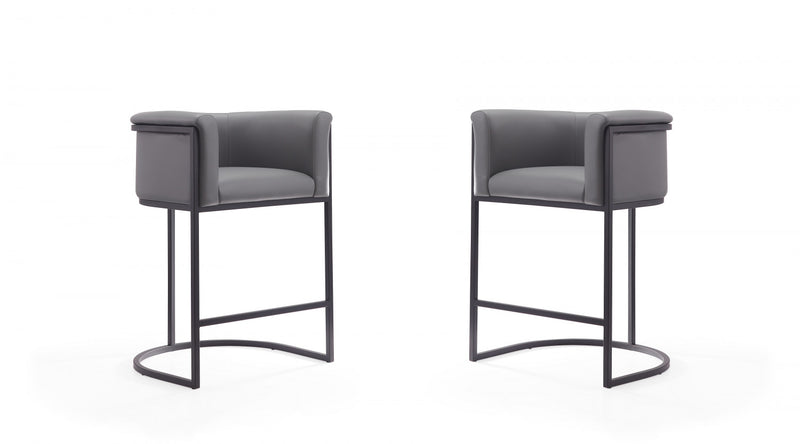 Tabouret de comptoir moderne du milieu du siecle en metal et tissu gris Cosmopolitan - Lot de 2