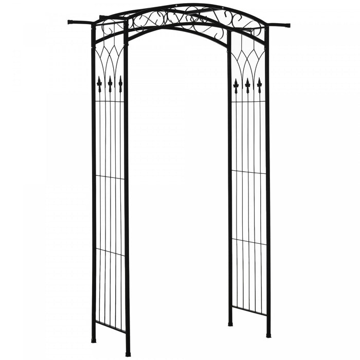 Outsunny Arbre De Jardin Exterieur Motifs En Volutes Arche De Mariage Noir