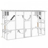 Pawhut Catio Maison D'exterieur Pour Chat Avec Toit De Protection Contre Les Intemperies Pour Plusieurs Chatons, Cadre En Bois, Etageres Et Ponts, 118\" X 37.5\" X 74\" , Blanc