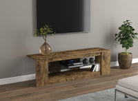  Meuble pour téléviseur de 55 po avec 2 tablettes et verre trempé - bois recyclé brun