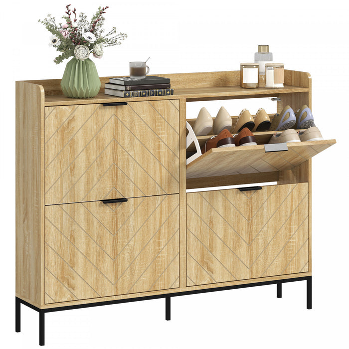 HOMCOM Meuble a chaussures, meuble de rangement pour chaussures, chene