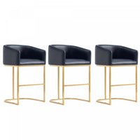 Tabouret de comptoir rembourre en metal noir style mid-century modern Louvre - Lot de 3