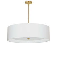 Luminaire suspendu Helena de Dainolite de 30 po de diamètre avec abat-jour blanc qui diffuse la lumière, fini laiton vieilli et 4 ampoules